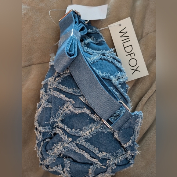 Wildfox | Blue Denim Fringe Sling Bag - Picture 5 of 7